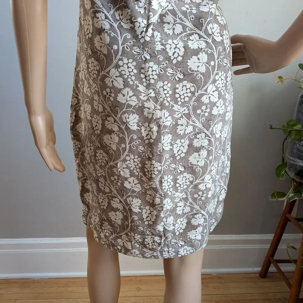 Vintage 90s Dressage Silk Mini Dress Tie Back Grapevine Summer Size 10